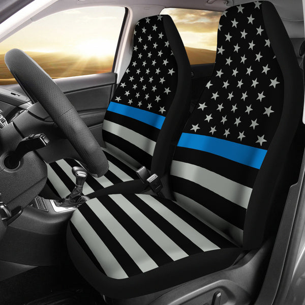 Thin Blue Line Flag Car Seat Covers (Set Of 2)