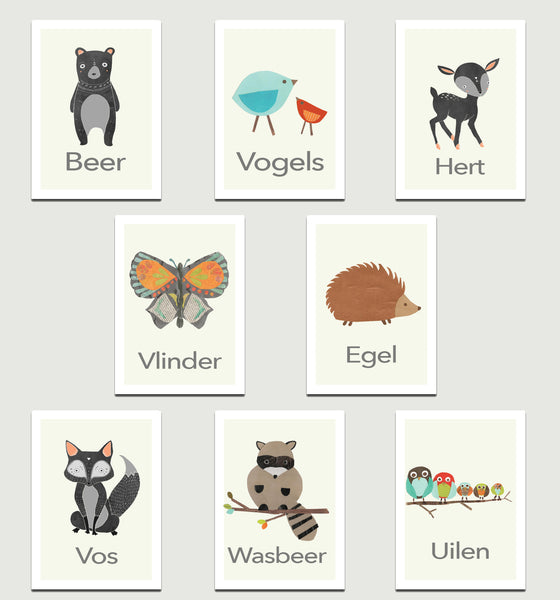 Nature Animal Children's Mini Art Print Set – Children Inspire Design