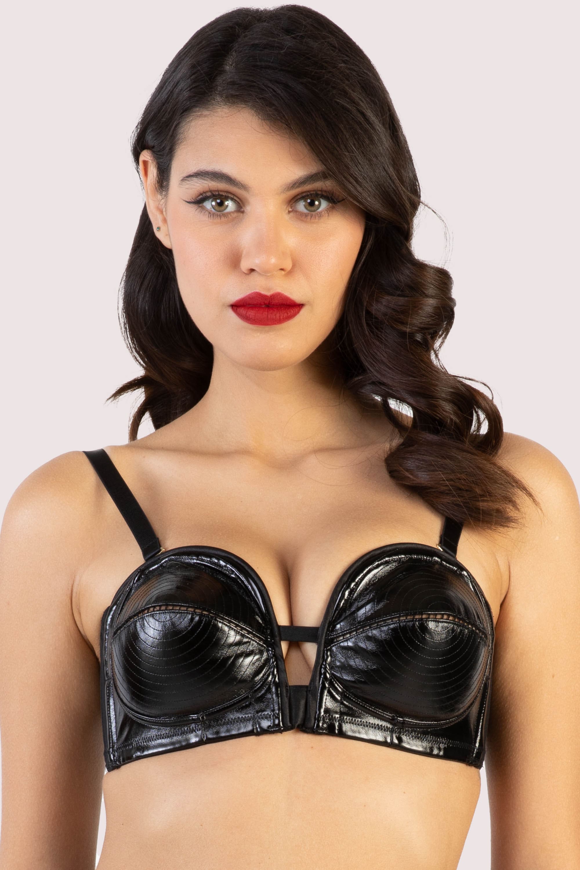 Genevieve Black PVC Overwire Bra 38B