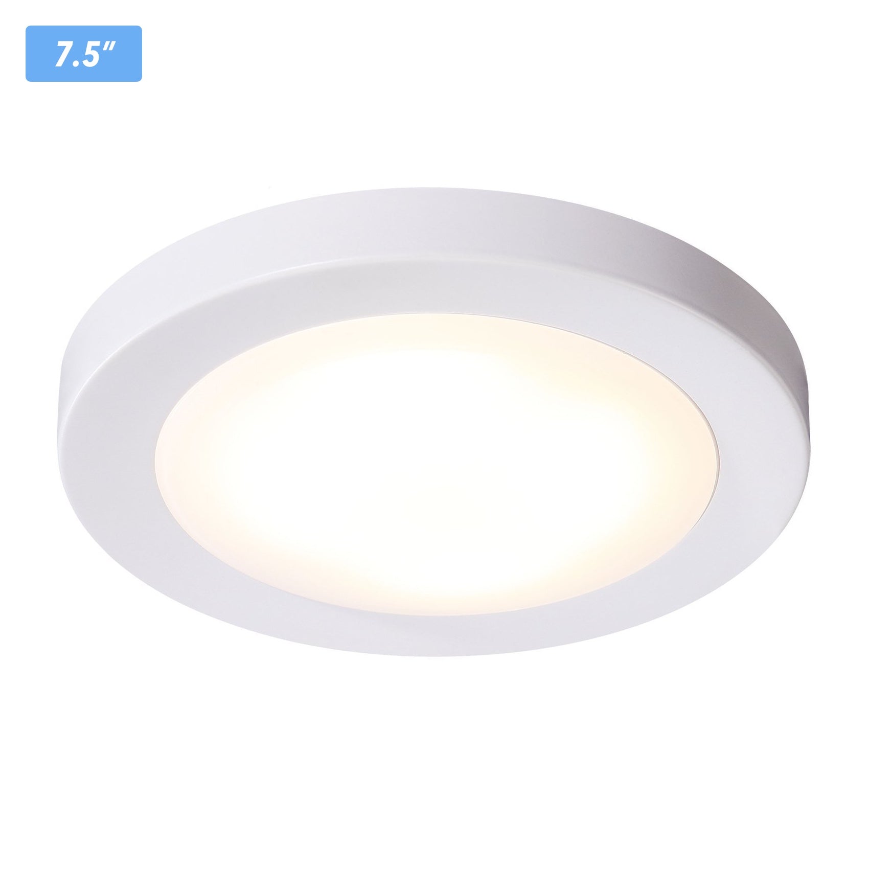 Flush Mount Ceiling Light 7 5 Inch Dimmable Led White Finish Wet Location 120v 12w 840lm