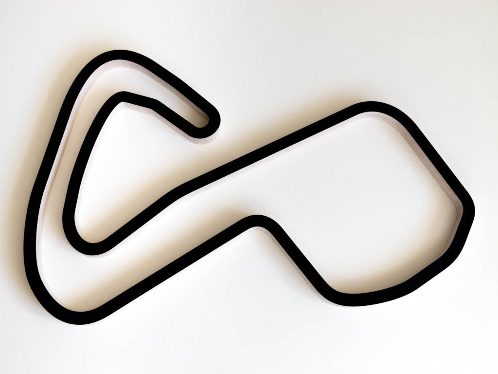 3a Carrera Brands-Hatch-Circuit-UK-Wood-Motorsport-Racing-Wall-Art-Sculpture-Aerial-View-Black