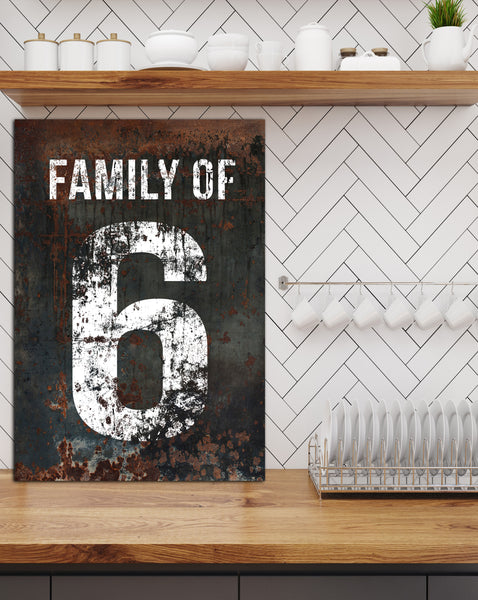 Black Family Number 6 Sign - Farmhouse Decor Wall Art Canvas Print – Walls of Wisdom
