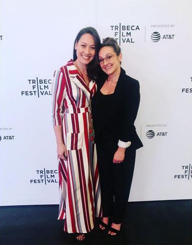 Dyana Winkler and Tina Brown pose on the red carpet