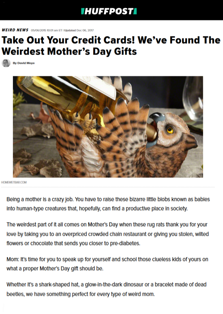 Huffpost Article on the Weirdest Mother's Day Gifts featuring Icon Style