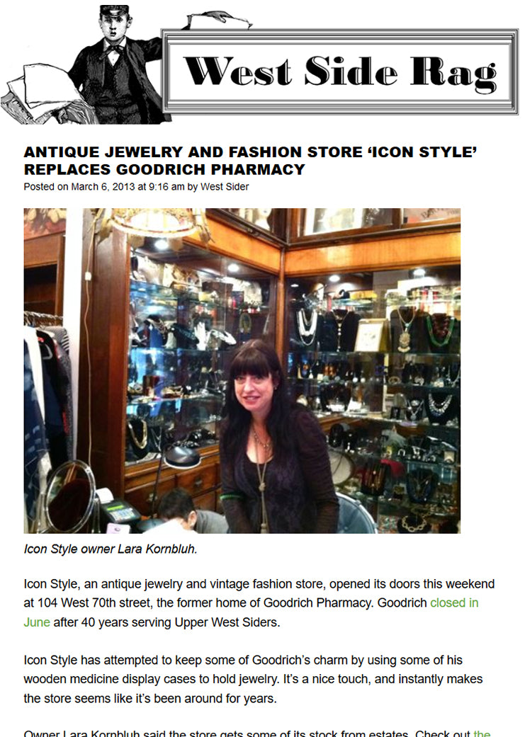 West Side Rag article featuring Icon Style