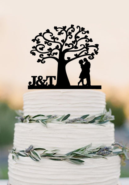 LARGE Love Tree Wooden Anniversary Cake Topper Wedding Bride and Grooms Name 