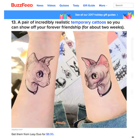 BuzzFeed Style Beauty A pair of incredibly realistic temporary cattoos so you can show off your forever friendship HK Hong kong紋身貼紙女紋身師香港刺青師本地藝術手繪手作人