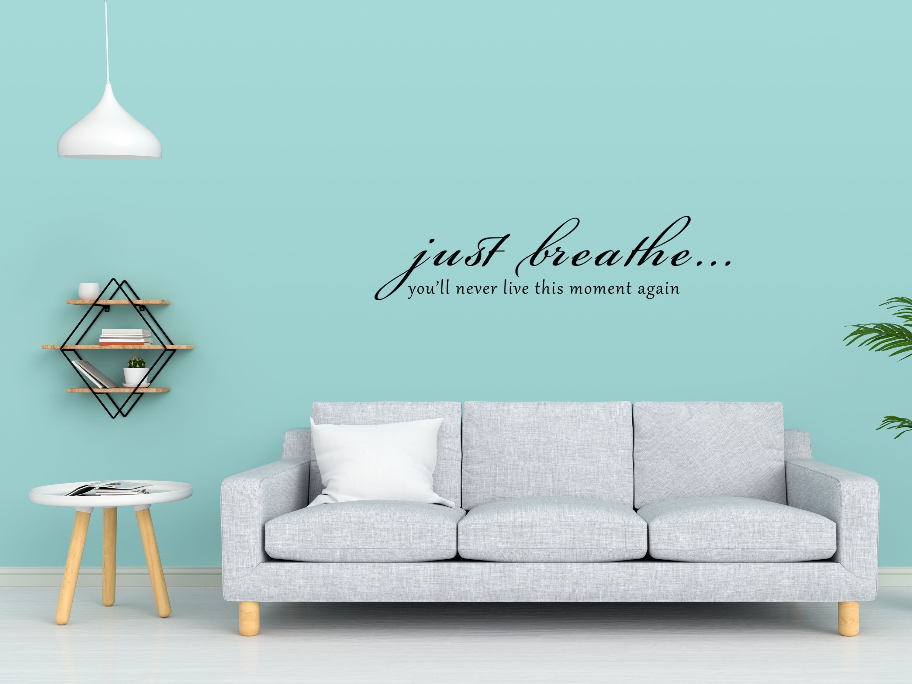 Vinyl Wall Decal Inspiring Quote Just Breathe Stickers 28.5 in x 5 in gz075 