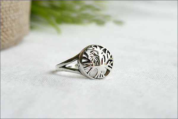 stacking ring nature ring Tree of life ring dainty ring sterling silver ring