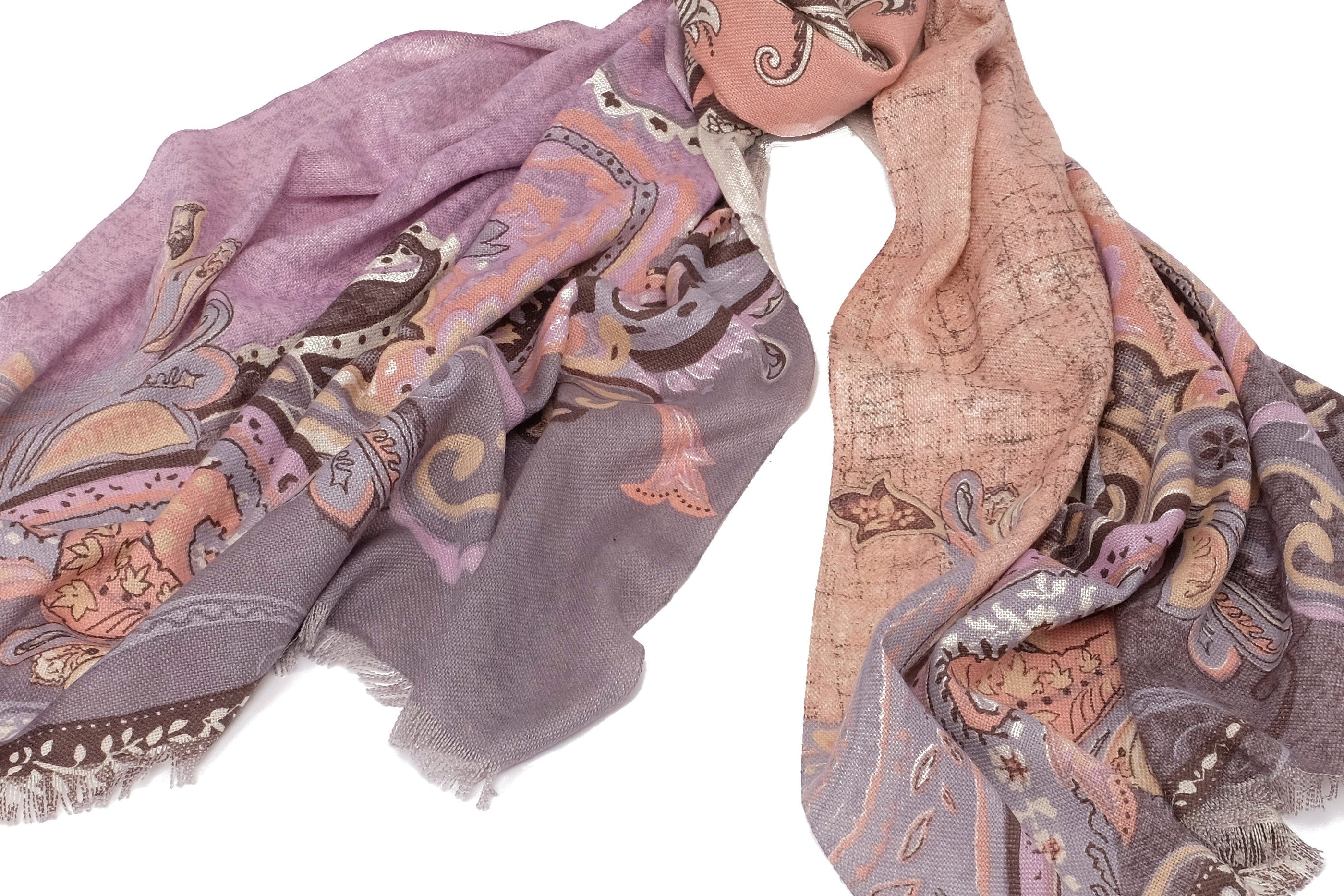 Progressive Culture Scarf ( Lavender and Peach ) in Silk and Cashmere