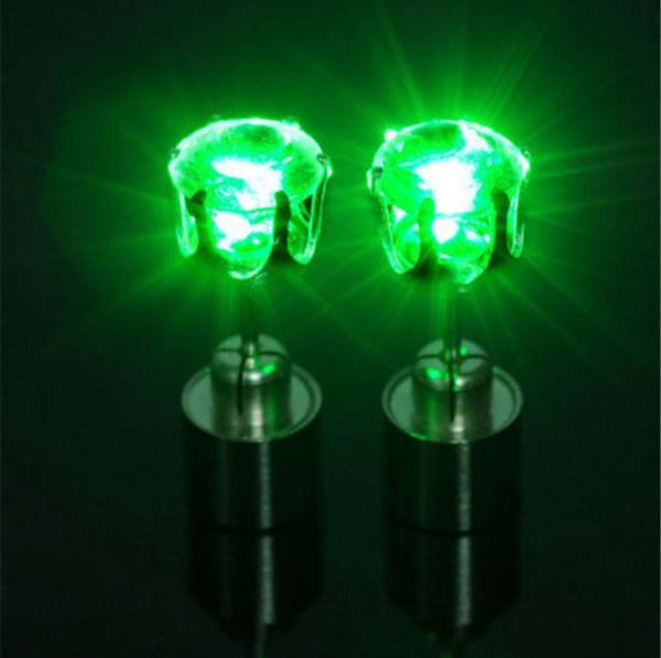 Light Up LED Earrings - Green - Rave 