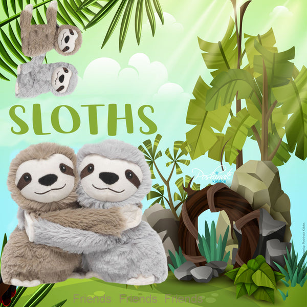 Heatable Stuffed Animal Friends | Sloths | Set of 2 – Poshinate Kiddos