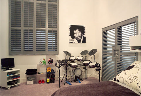 children's room with window shutters