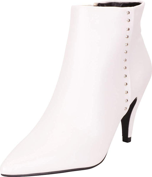 white mid heel ankle boots