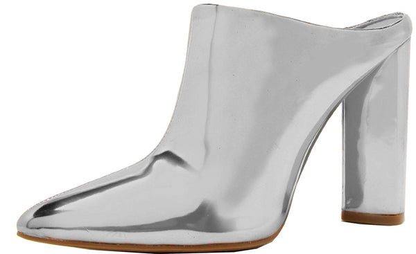 shiny silver ankle boots