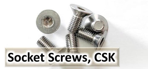 Socket Screws, Countersink, Countersunk, CSK Head, Bolts, Partially threaded, Plain Shank, UNF, UNC, BSW, Whitworth, BA, Metric, Metric Fine, Imperial, Allen Key Socket, Hex Key Socket