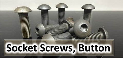 Socket Screws, Button Head, Bolts, Partially threaded, Plain Shank, UNF, UNC, BSW, Whitworth, BA, Metric, Metric Fine, Imperial, Allen Key Socket, Hex Key Socket