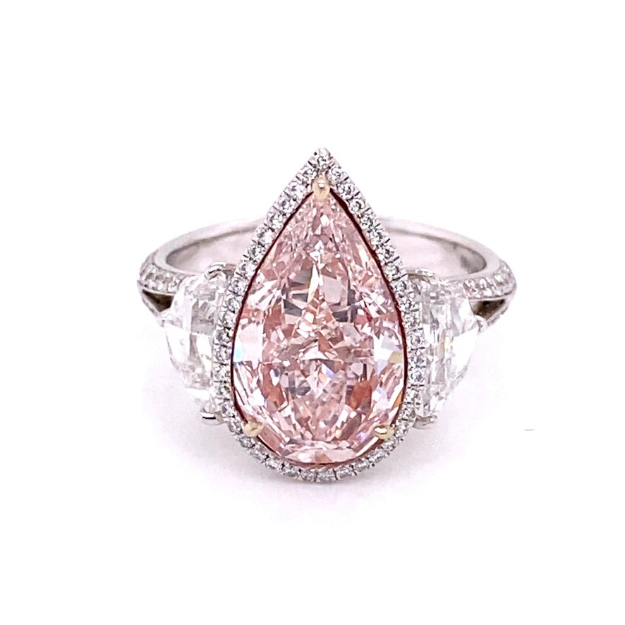 5 Pear Shape Cut Pink Diamond Engagement Ring