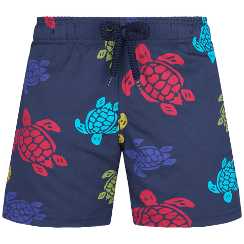 Vilebrequin Blue Marine Multicolor Turtle Jirise Swim Trunks
