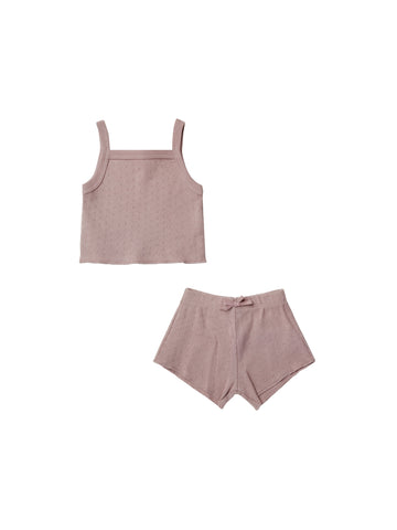 Quincy Mae Lilac Pointelle Tank & Shortie Set