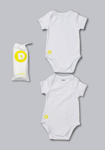 Dott Child WHITE  Baby Girl Short Sleeve 2pc Onesie Set