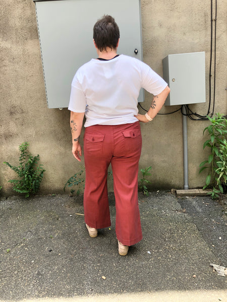 Brick Wide Leg Linen Cropped Pant