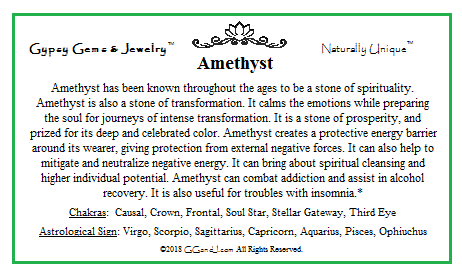 Gypsy Gems & Jewelry Amethyst Facts GGandJ.com