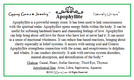GG&J Apophyllite Facts