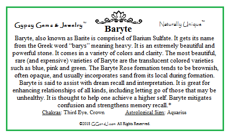Baryte info card on GGandJ.com