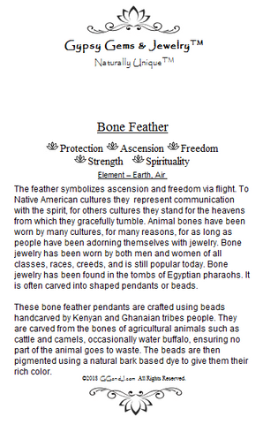 Gypsy Gems & Jewelry™ Bone Feather Facts