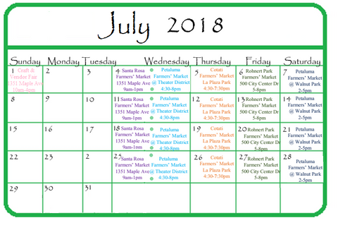 GGandJ July 2018 Calendar