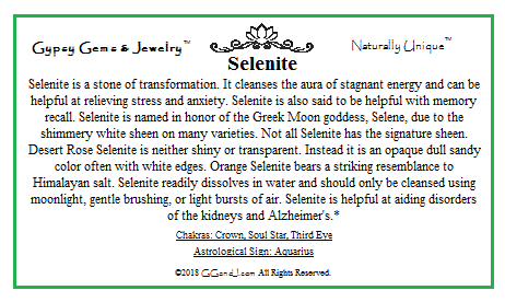 Gypsy Gems & Jewelry™ Selenite Facts