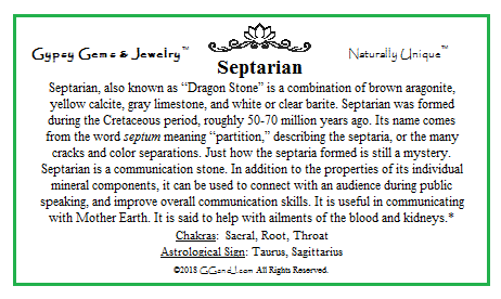 Septarian Fun Fact card on GGandJ.com