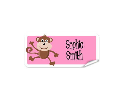 Monkey Pink 48pk Labels - Rectangle