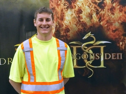 James Flawith pitching Lil Worker Safety Gear on CBC's Dragons' Den (pic taken before pitch...)