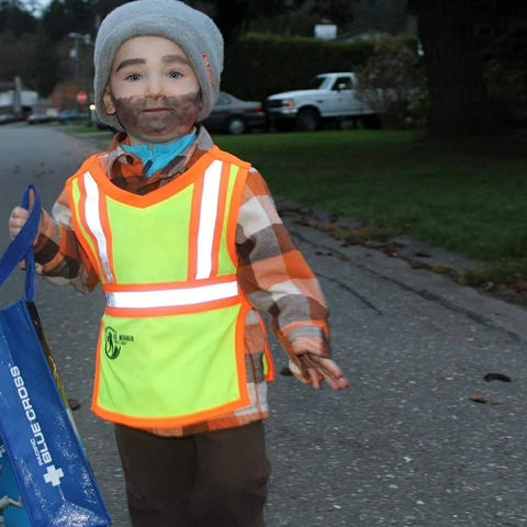 Lil Worker Safety Gear + Halloween = WIN