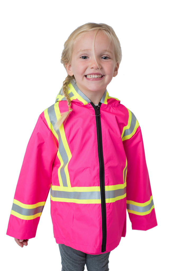 High Viz Kids' Safety Rain Jacket Pink