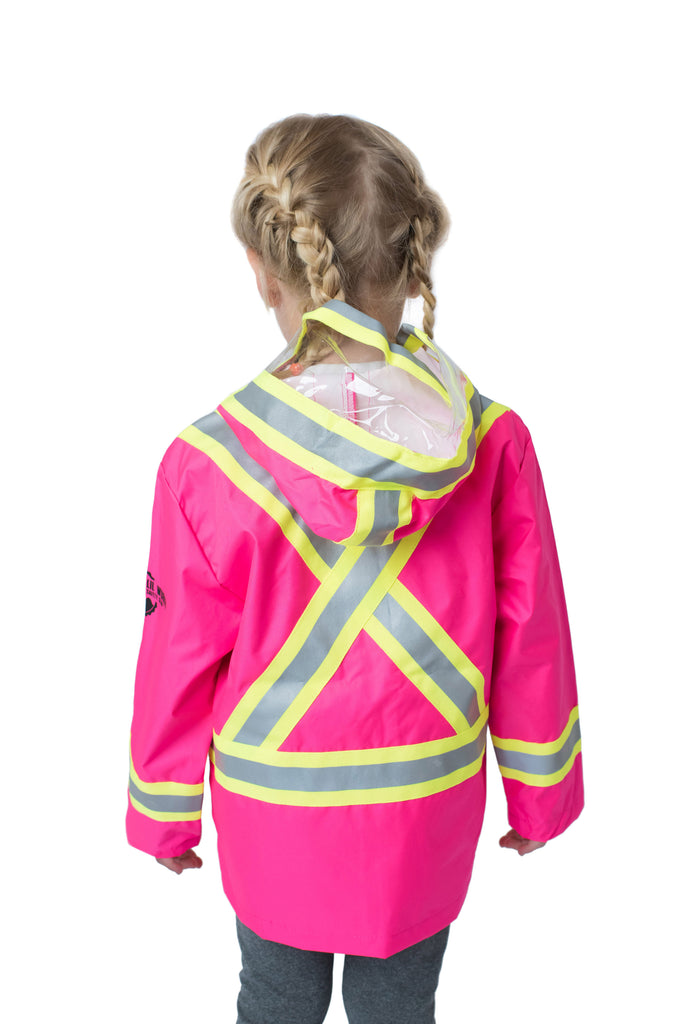 Hi Viz Kids' Safety Rain Jacket Pink