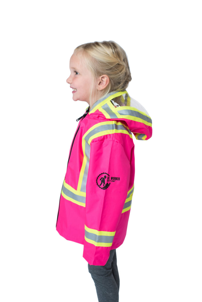 Hi Viz Kids' Safety Rain Jacket Pink