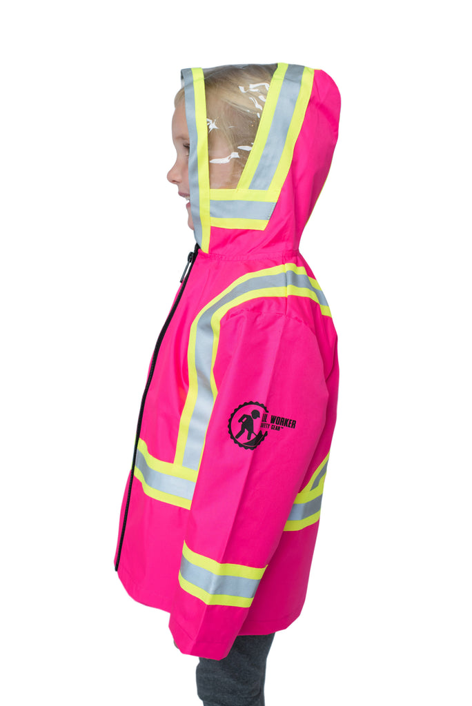 Hi Viz Kids' Safety Rain Jacket Pink