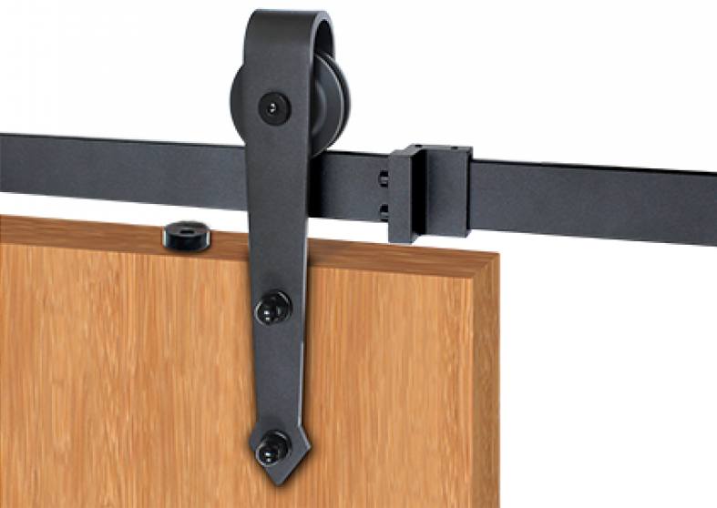 Barn Door Hinges / Hardware Kit for Wood Doors - Surface Mount Arrowhead - Soft Close Option - Multiple Sizes Available - Matte Black Finish
