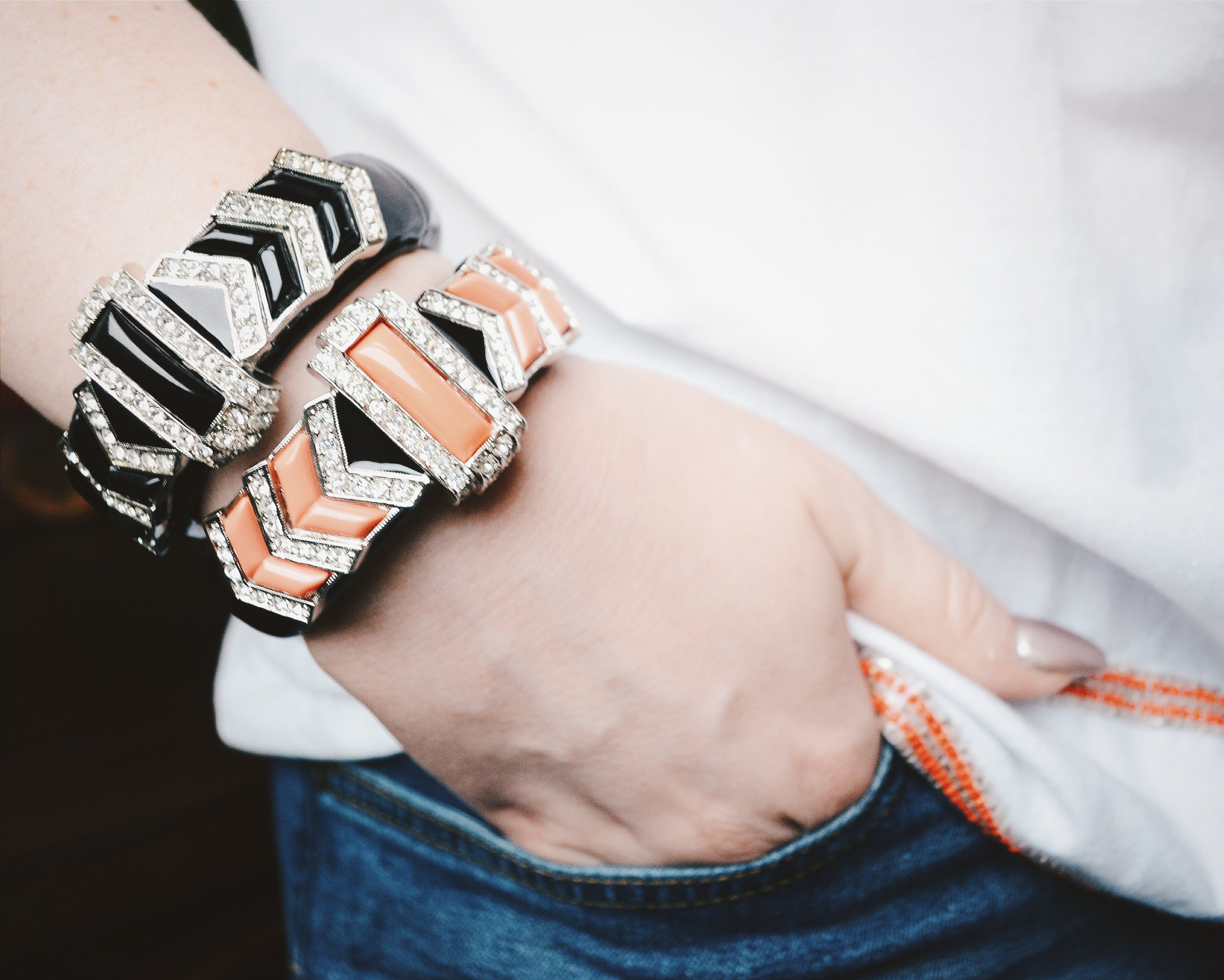 how to style bracelets, mixing vintage with modern, vintage bracelets, stacking bracelets