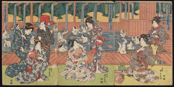 ukiyo-e print of an onsen