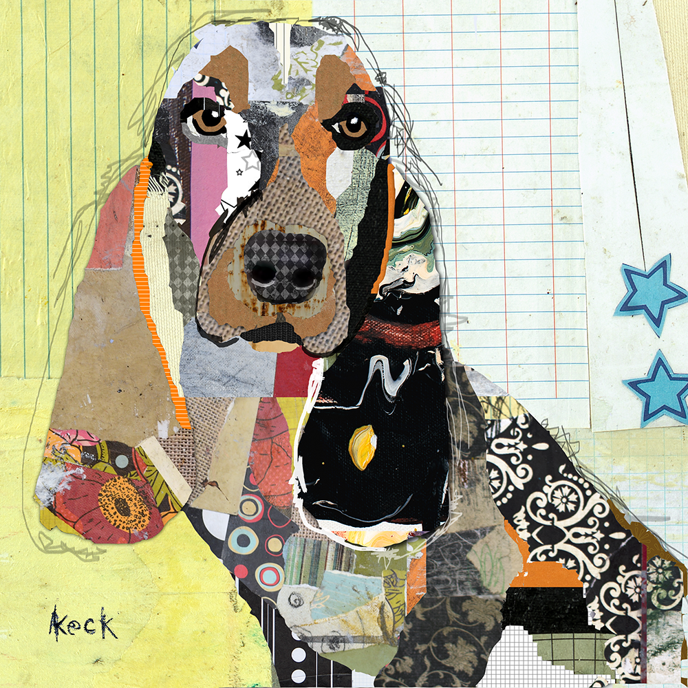 Basset hound at the winebar  dog art print 11x14 