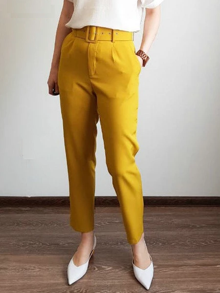 yellow high waisted pants