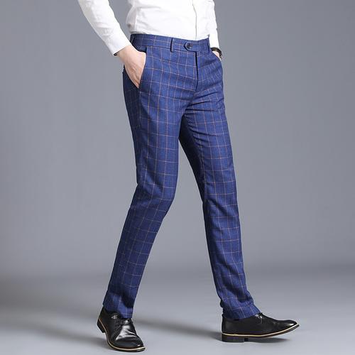 Classical British Men Pants Plaid 