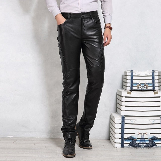 plus size genuine leather pants