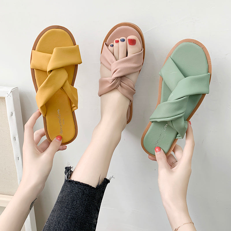 Women Slippers Ladies Flat Heels Slides 