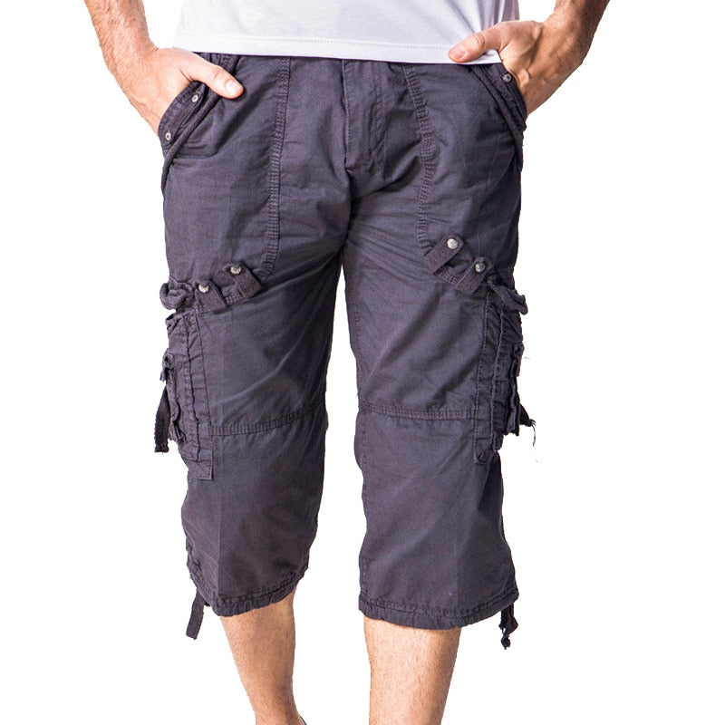 Mens pockets Cargo Military Tactiacl 3/4 Length Shorts Sports Loose casual Pants