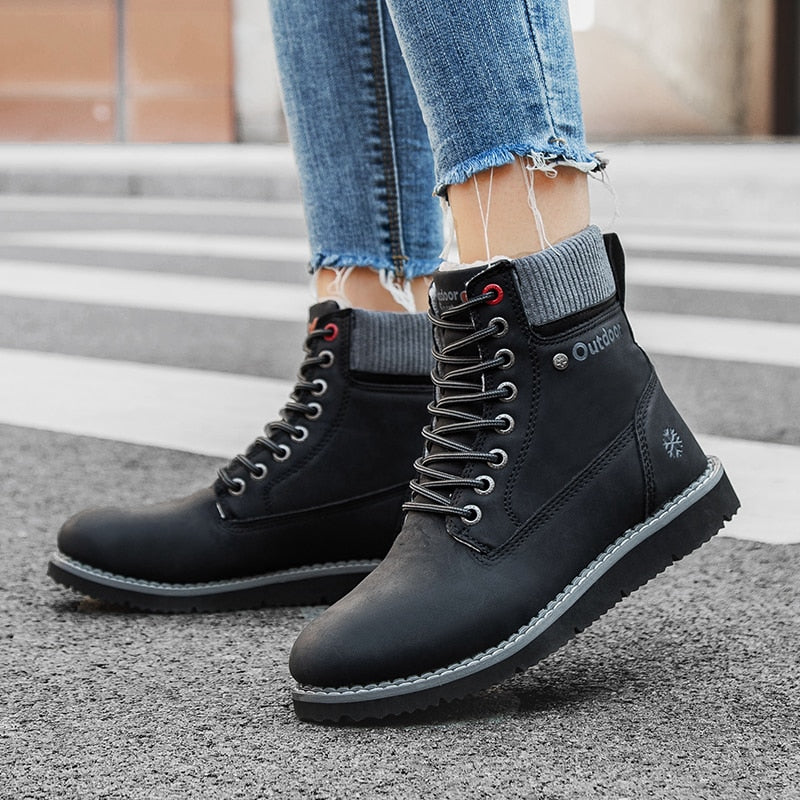 Ankle Boots Women Winter Black Plush 